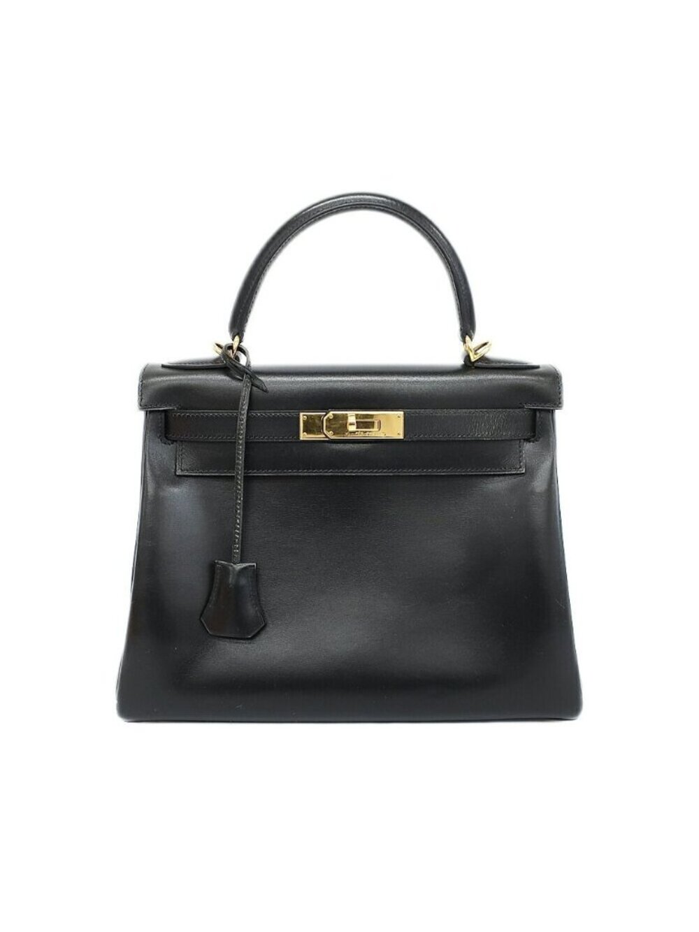 Hermes Kelly 28 Retourne Handbag 2-Way Black Gold